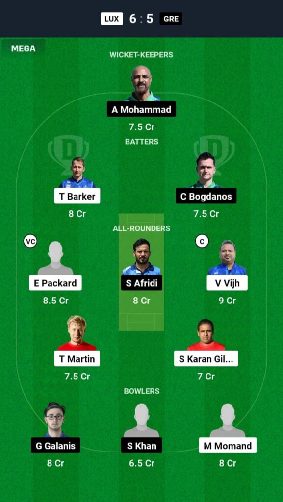 LUX vs GRE Dream11