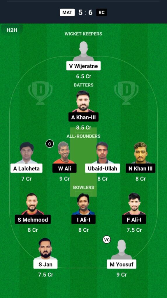 MAT vs RC Dream11