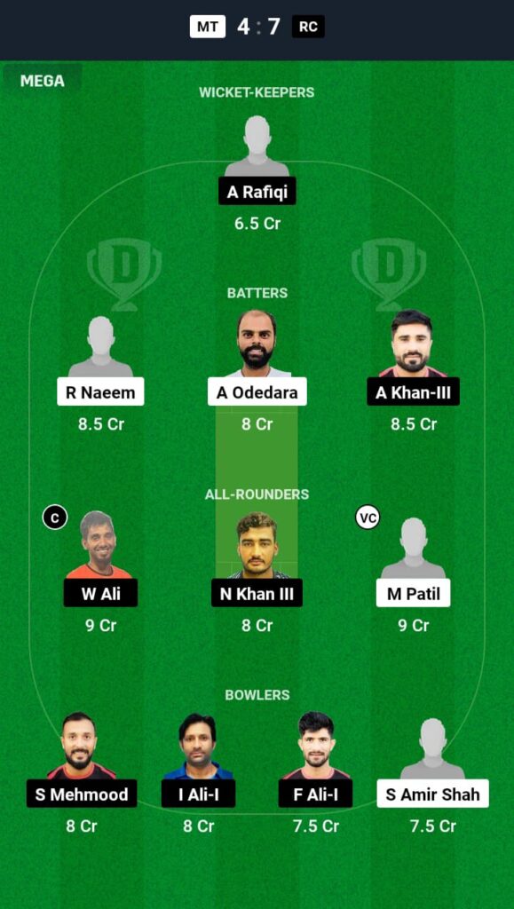 MT vs RC Dream11