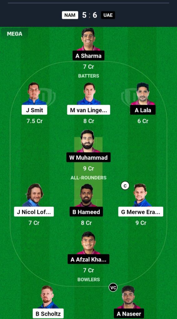 NAM vs UAE Dream11