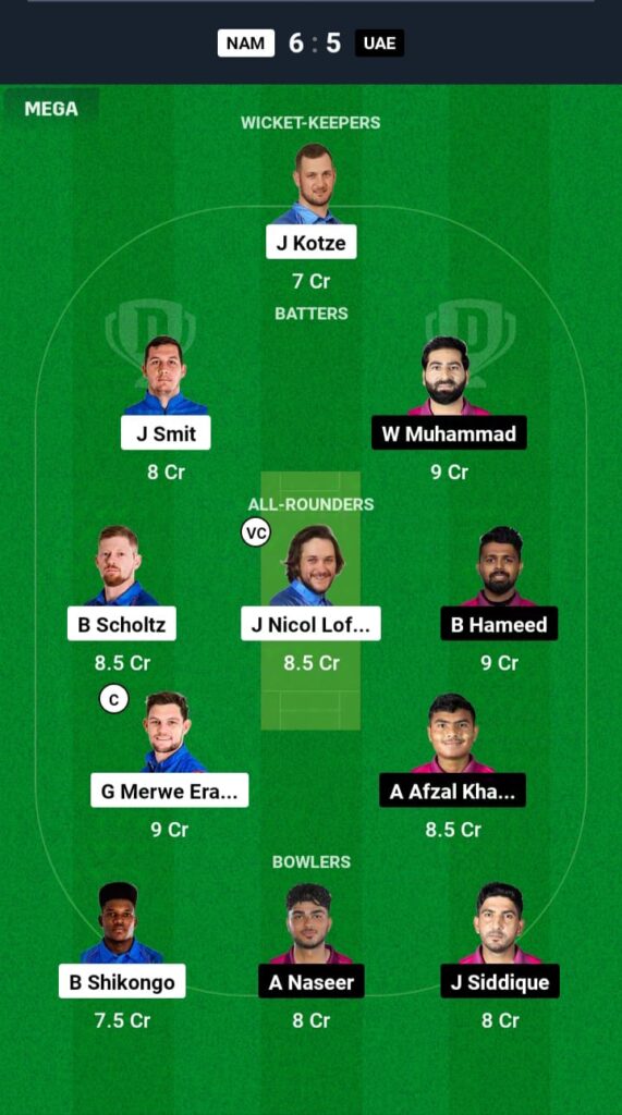 NAM vs UAE Dream11