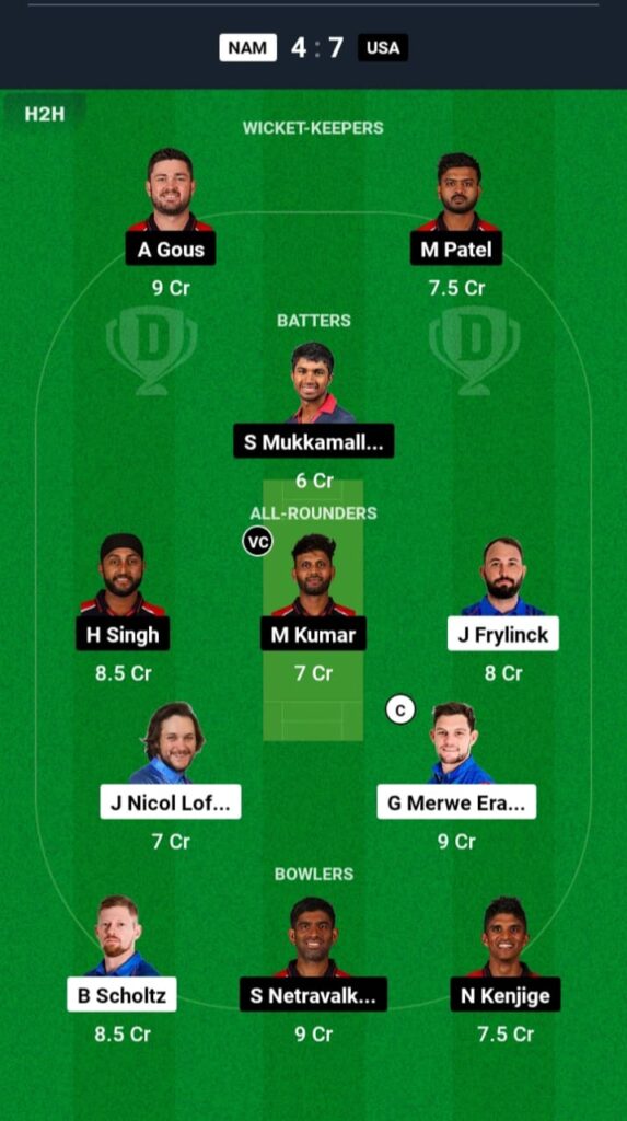 NAM vs USA Dream11