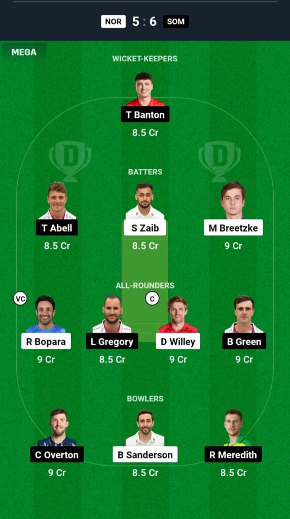 NOR vs SOM Dream11