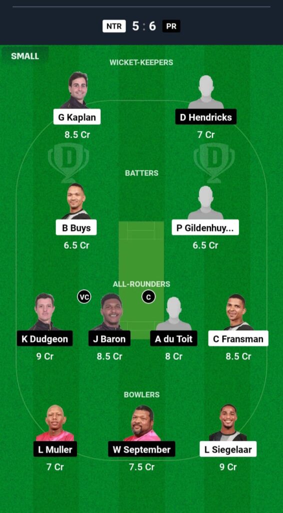 NTR vs PR Dream11