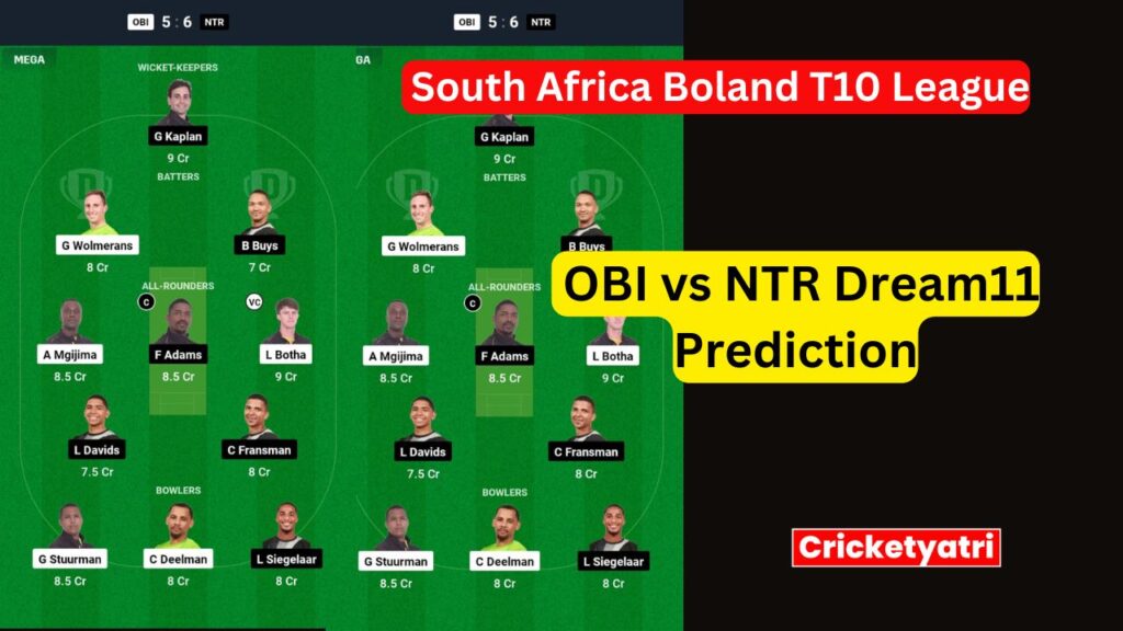 OBI vs NTR Dream11