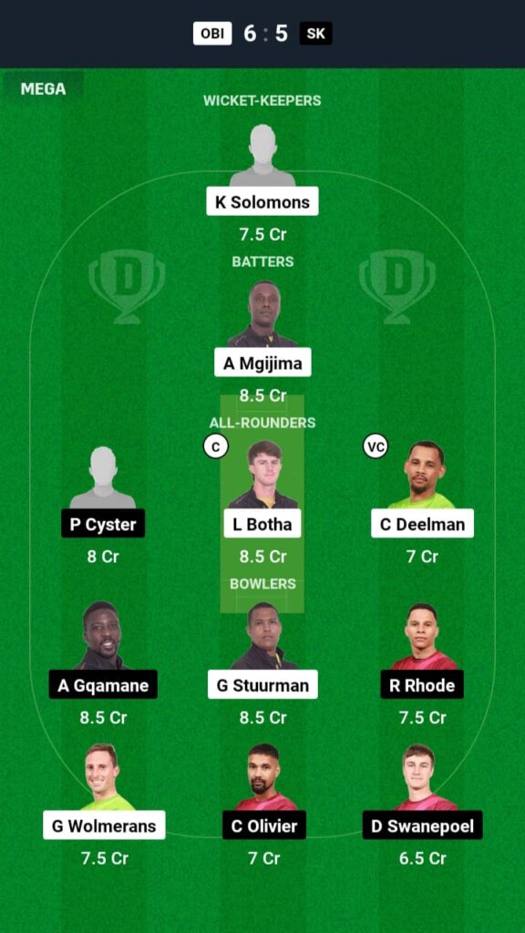 OBI vs SK Dream11