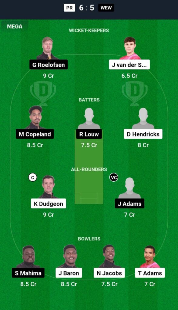 PR vs WEW Dream11