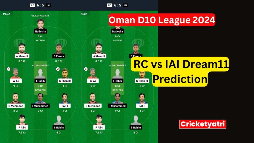 RC vs IAI Dream11