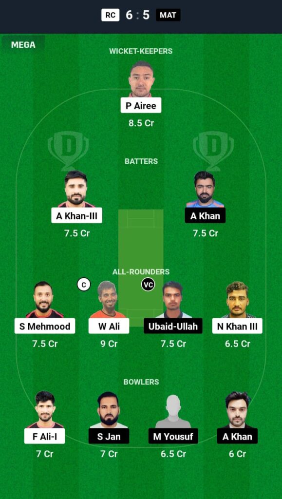 RC vs MAT Dream11