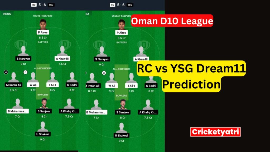 RC vs YSG Dream11