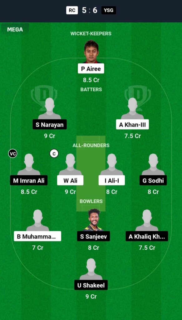 RC vs YSG Dream11