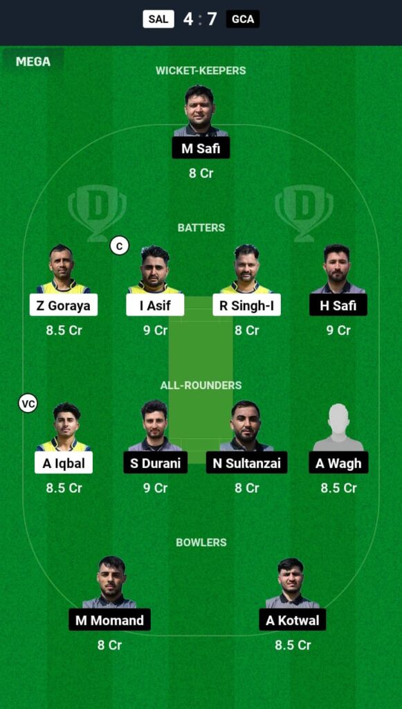 SAL vs GCA Dream11