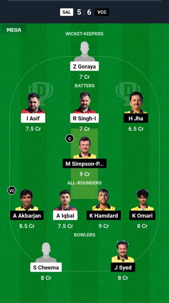 SAL vs VCC Dream11