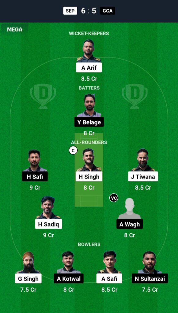 SEP vs GCA Dream11