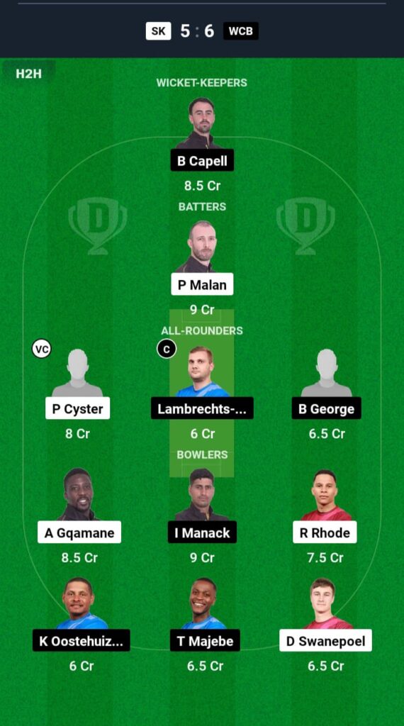 SK vs WCB Dream11 