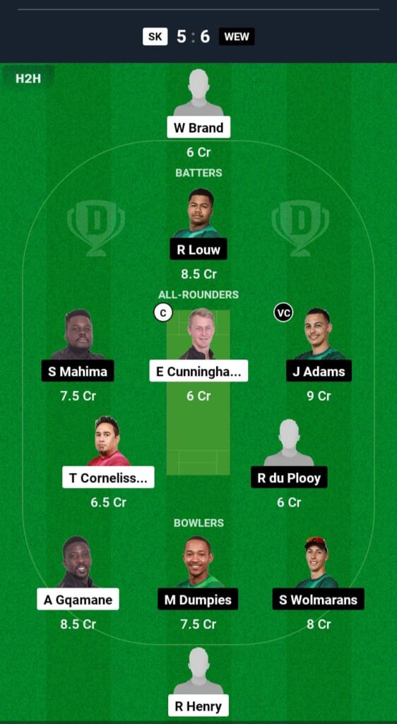 SK vs WEW Dream11 