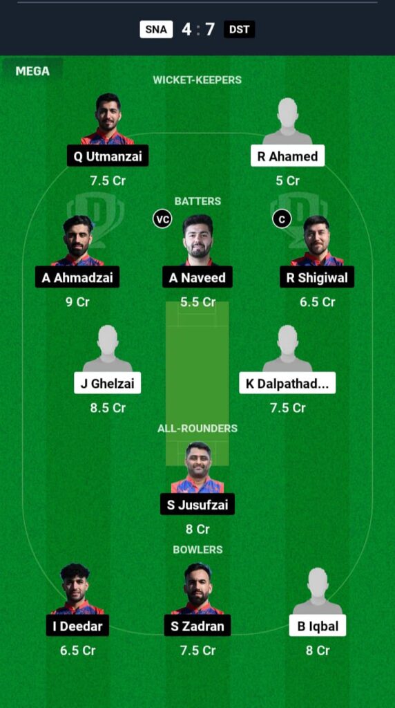 SNA vs DST Dream11 