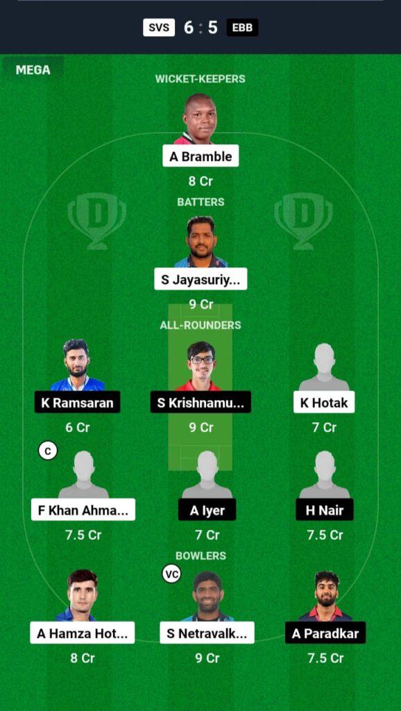 SVS vs EBB Dream11