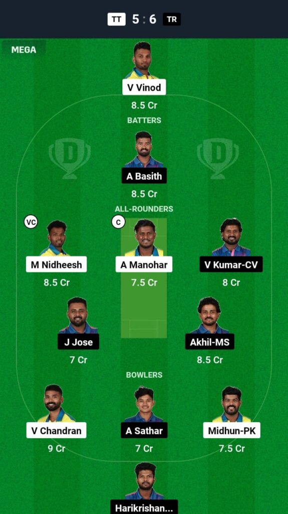 TT vs TR Dream11