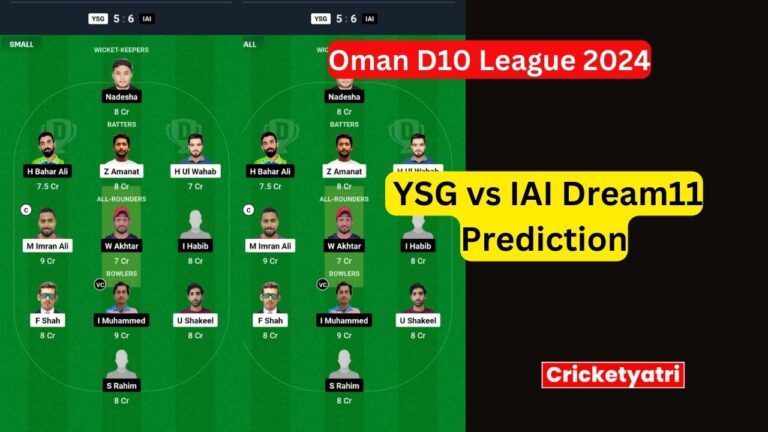 YSG vs IAI Dream11