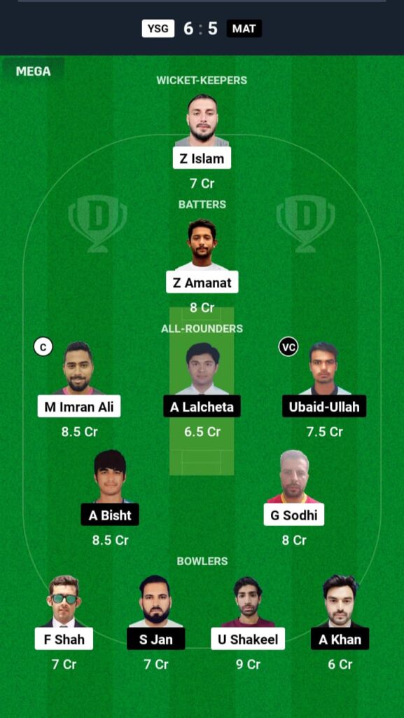 YSG vs MAT Dream11 