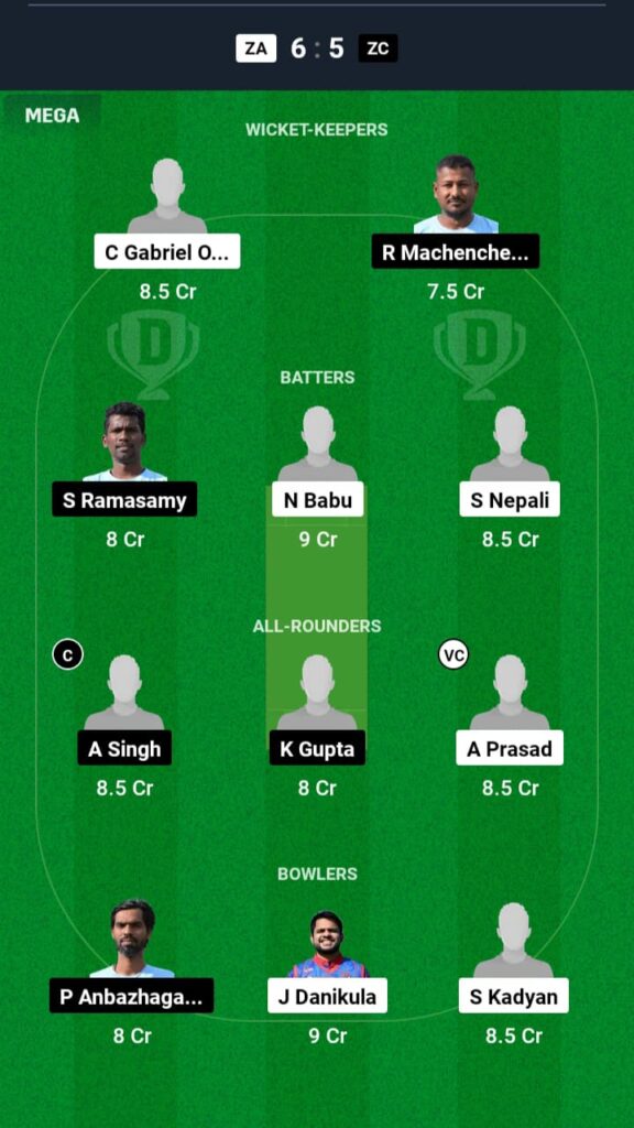 ZA vs ZC Dream11 