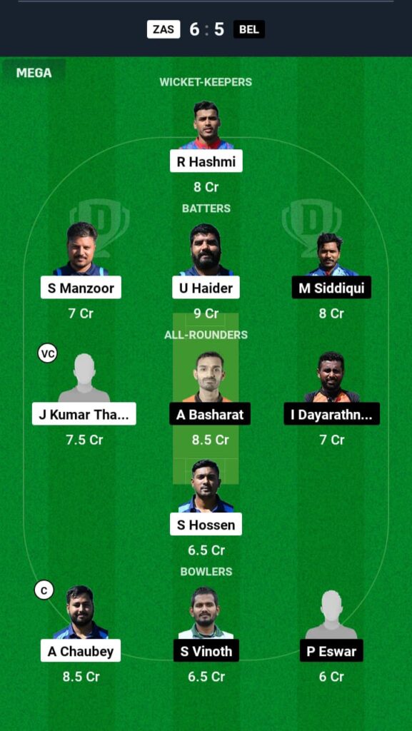 ZAS vs BEL Dream11