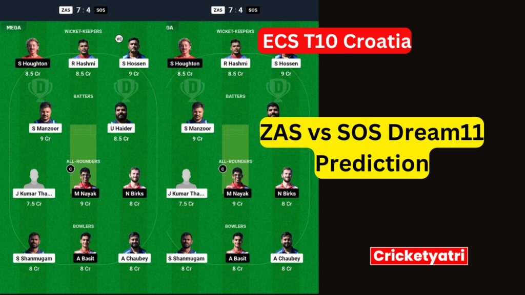 ZAS vs SOS Dream11