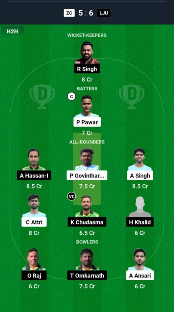 ZC vs LJU Dream11