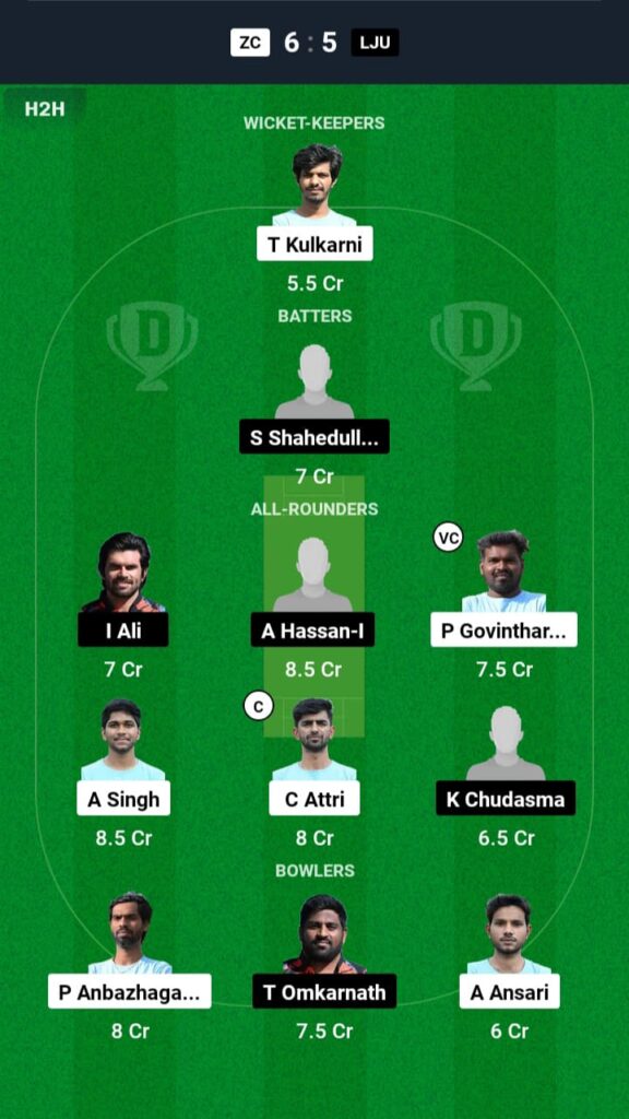 ZC vs LJU Dream11