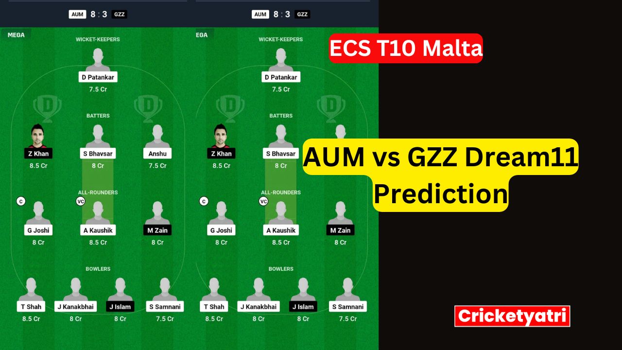 AUM vs GZZ Dream11