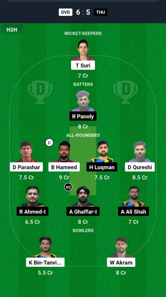 DAV vs THU Dream11