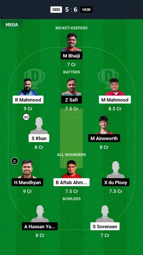 DEN vs HUN Dream11