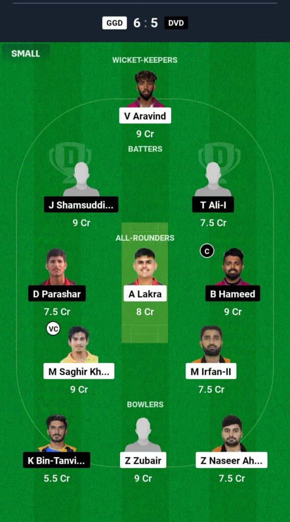 GGD vs DVD Dream11