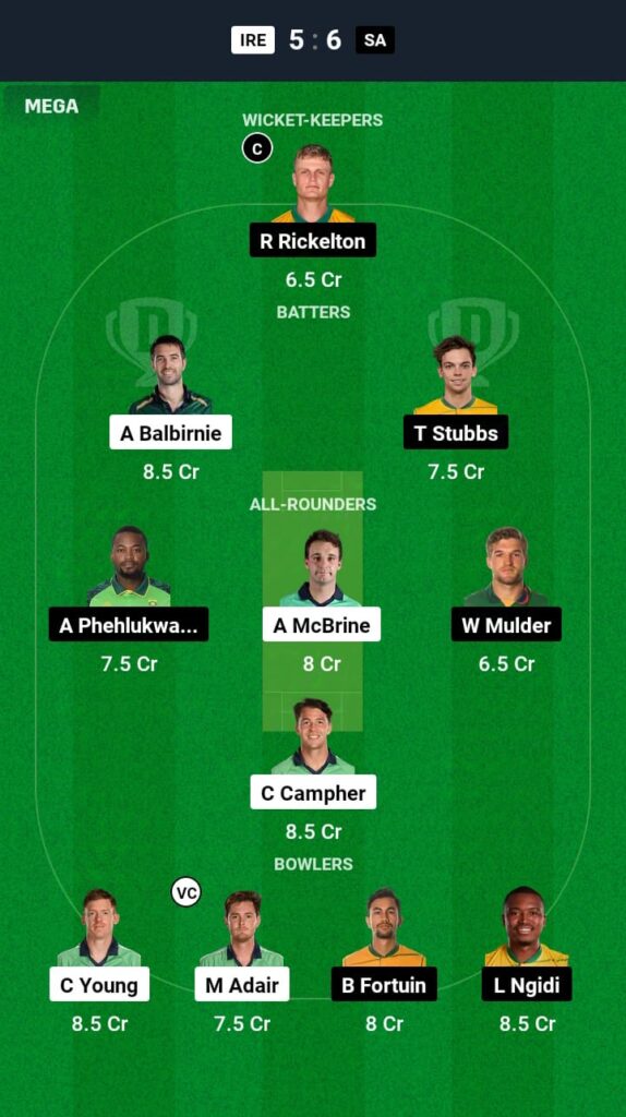 IRE vs SA Dream11