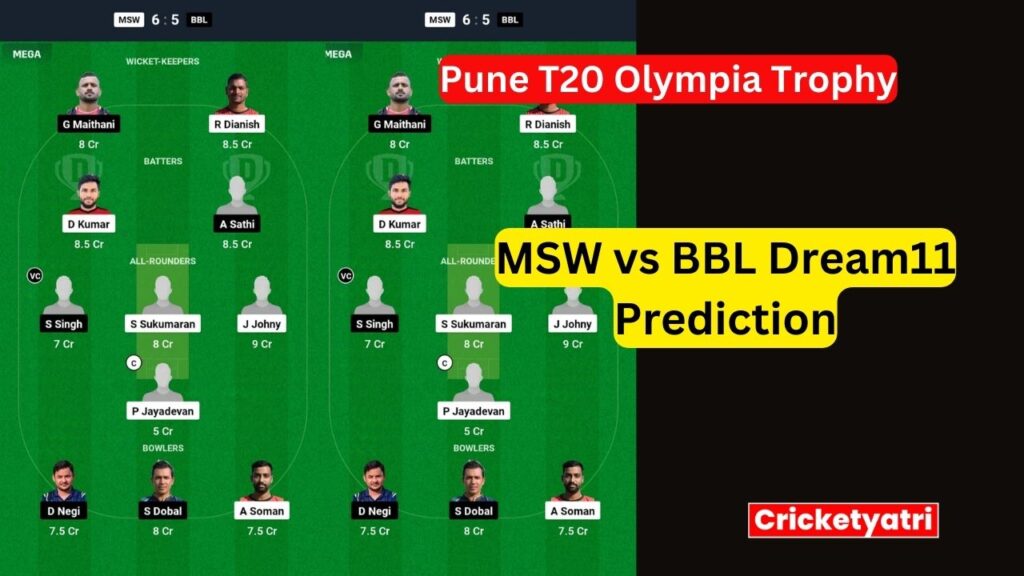 MSW vs BBL Dream11