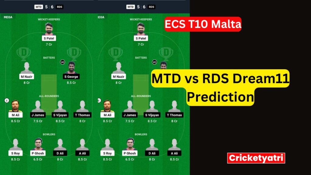 MTD vs RDS Dream11