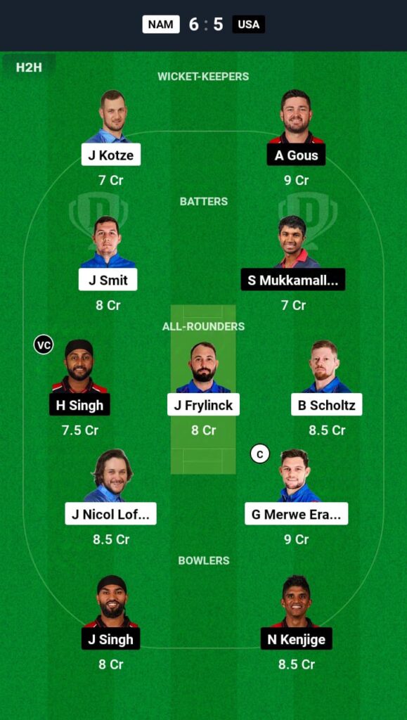 NAM vs USA Dream11