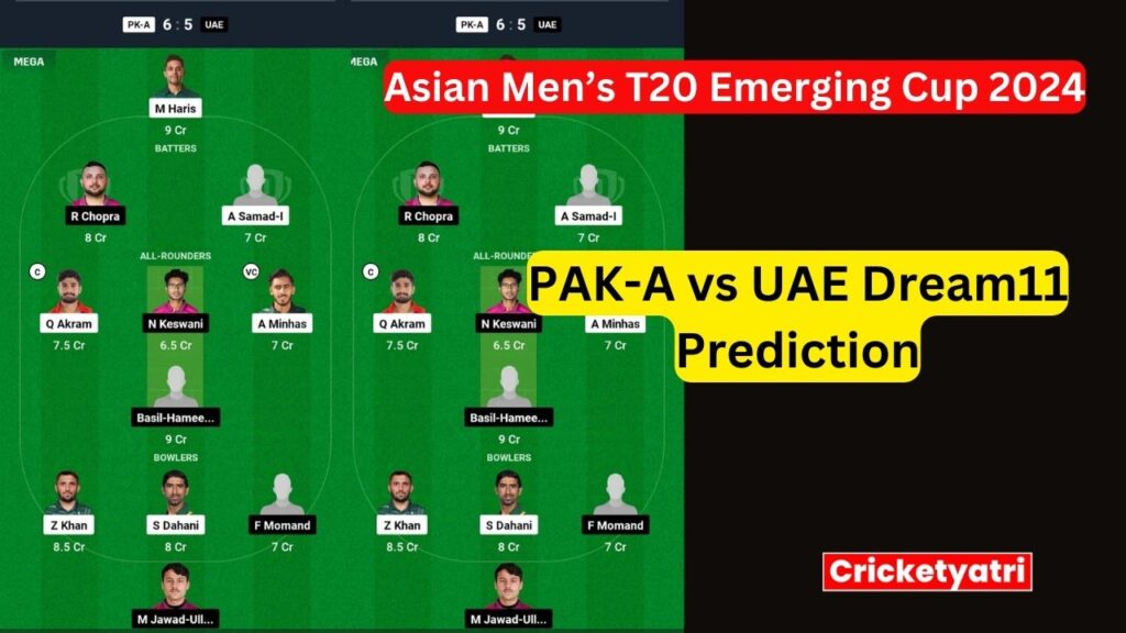 PAK-A vs UAE Dream11