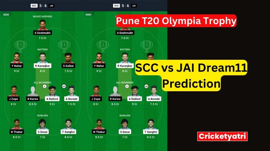 SCC vs JAI Dream11