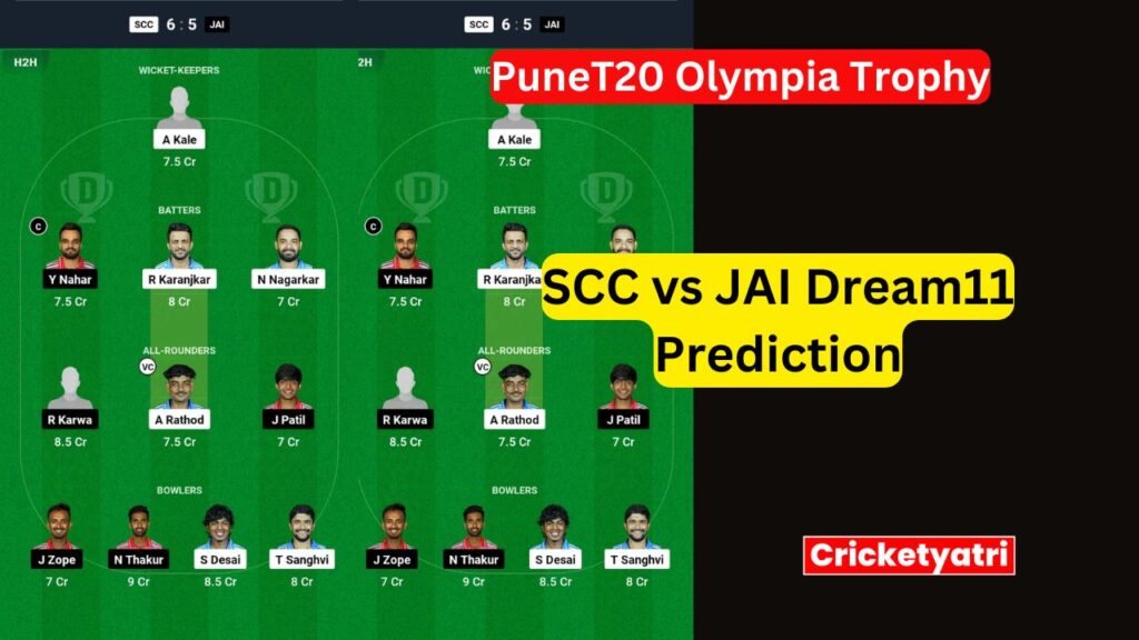 SCC vs JAI Dream11