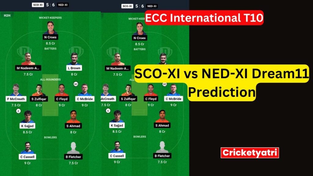 SCO-XI vs NED-XI Dream11