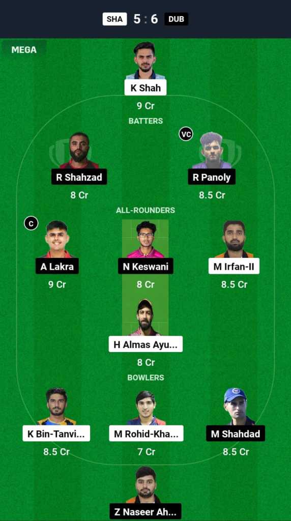 SHA vs DUB Dream11