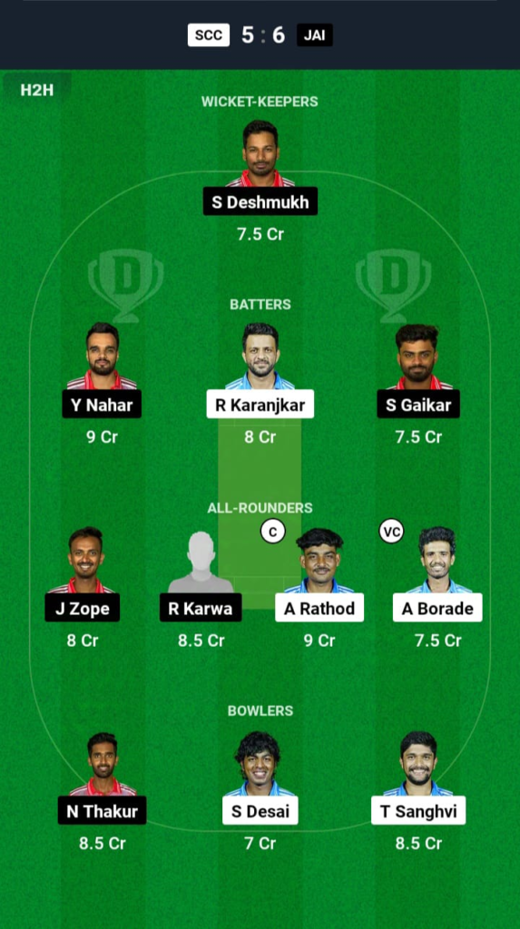 SCC vs JAI Dream11