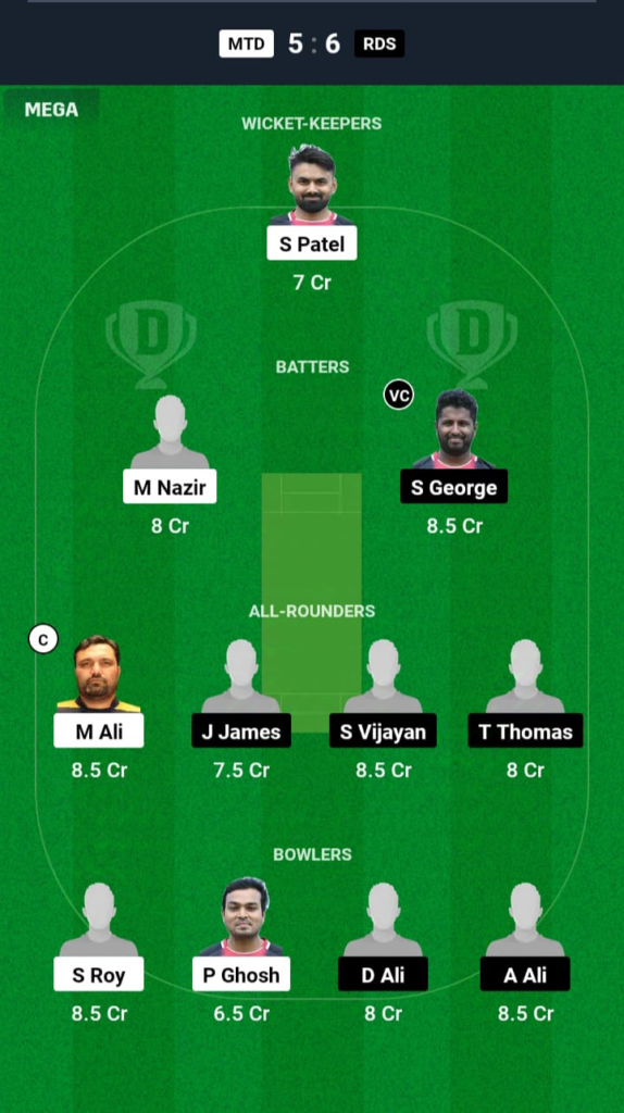 MTD vs RDS Dream11