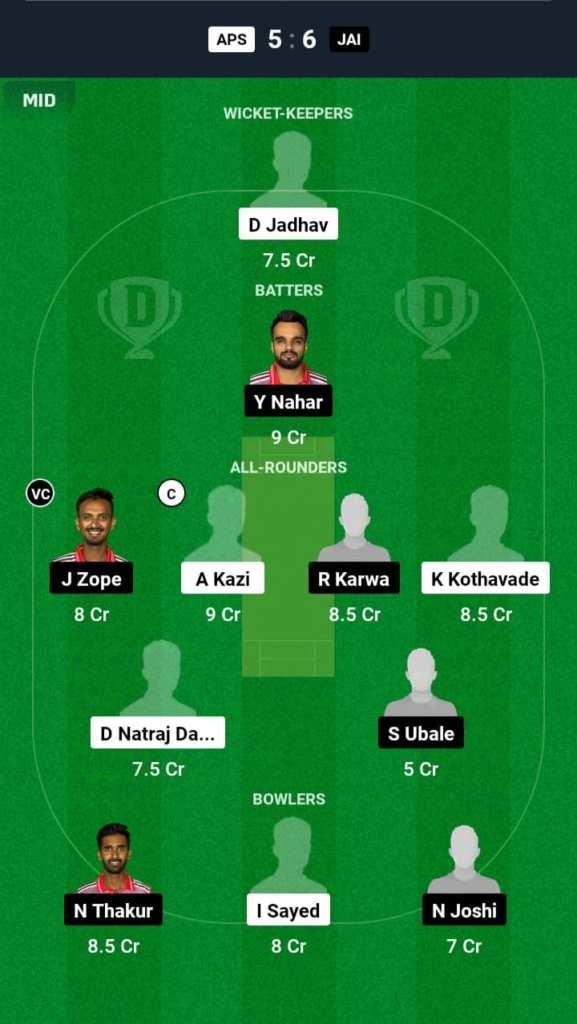 APS vs JAI Dream11