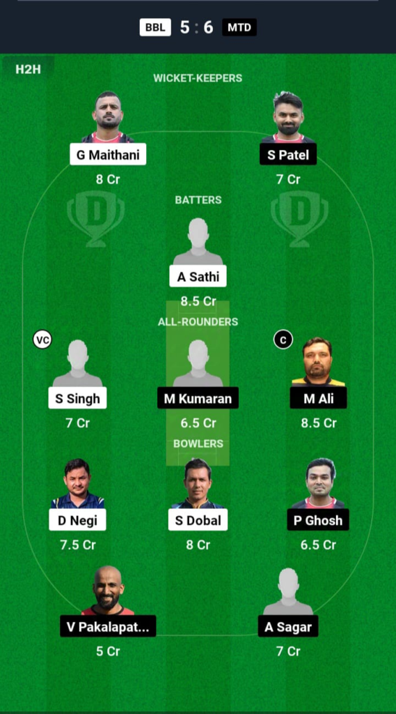 BBL vs MTD Dream11