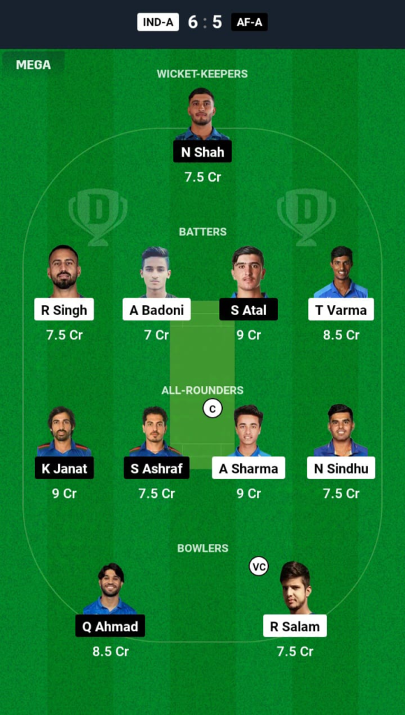 IND-A vs AFG-A Dream11