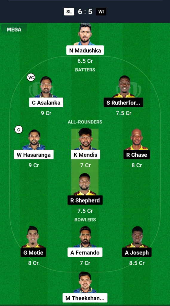 SL vs WI Dream11