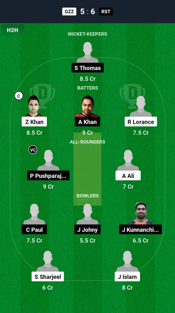 GZZ vs RST Dream11